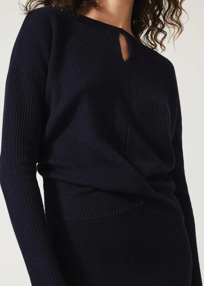 Phase Eight Annis Twist Knit Dress Navy Women Dresses