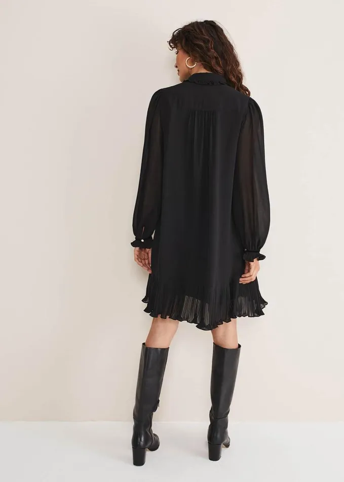 Phase Eight April Pleat Dress Black Women Dresses