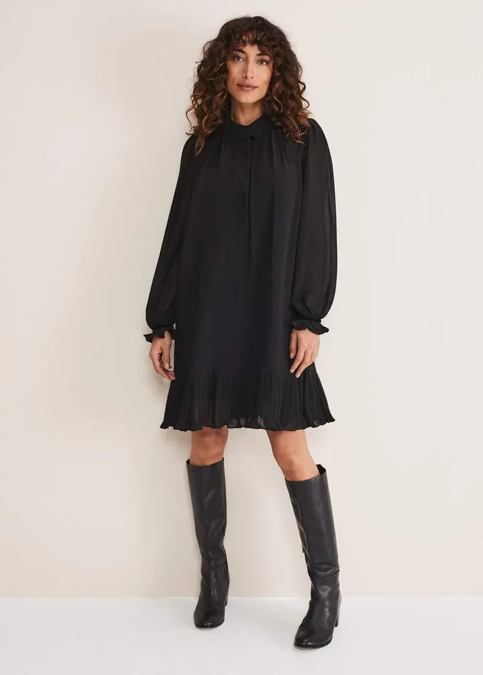 Phase Eight April Pleat Dress Black Women Dresses
