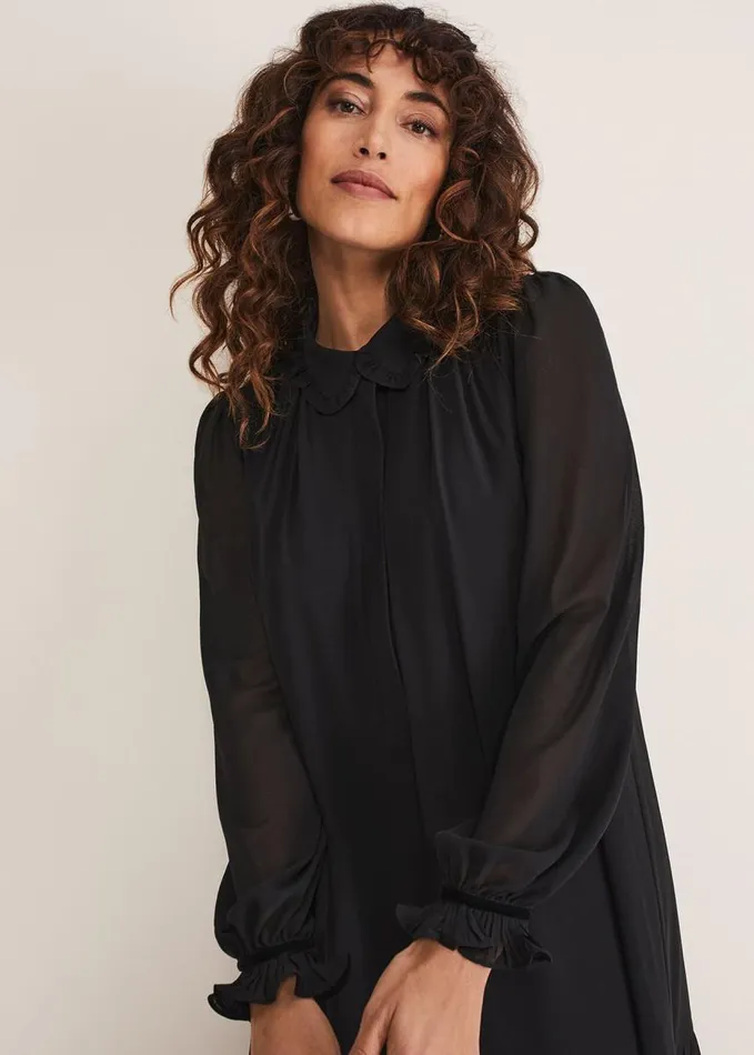 Phase Eight April Pleat Dress Black Women Dresses
