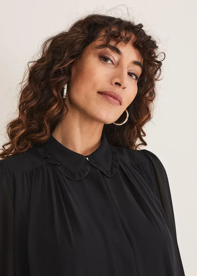 Phase Eight April Pleat Dress Black Women Dresses