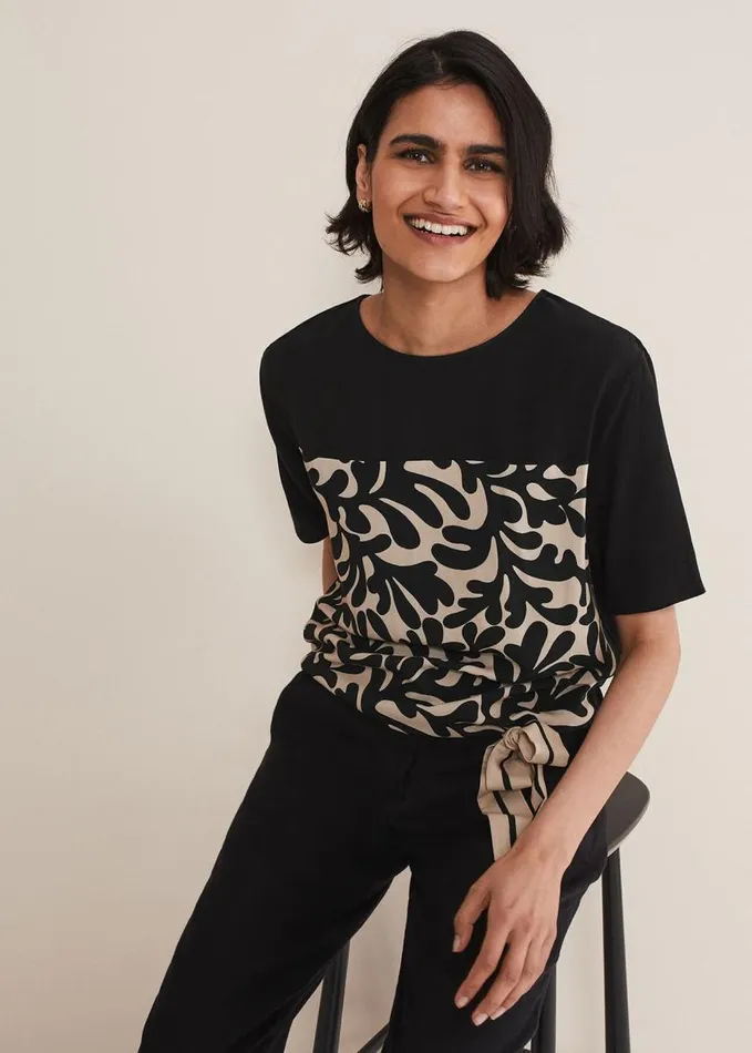 Phase Eight Arie Abstract Top Stoneblack Women Tops and TShirts