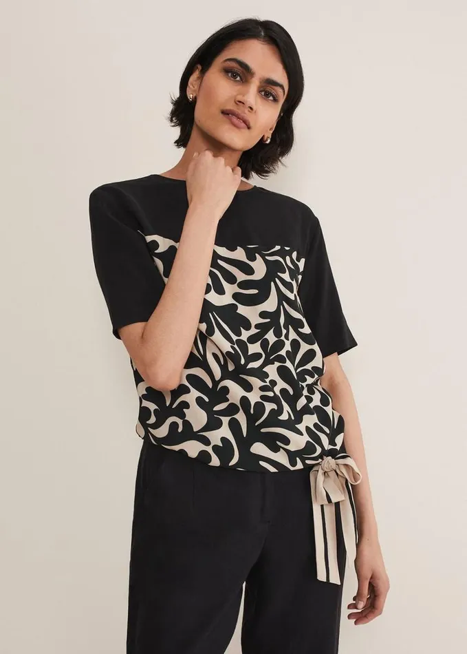Phase Eight Arie Abstract Top Stoneblack Women Tops and TShirts
