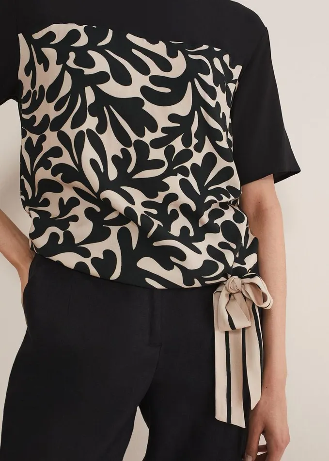 Phase Eight Arie Abstract Top Stoneblack Women Tops and TShirts