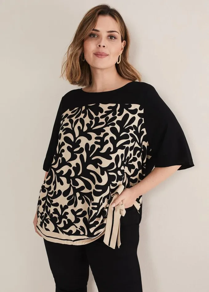 Phase Eight Arie Abstract Top Stoneblack Women Tops and TShirts