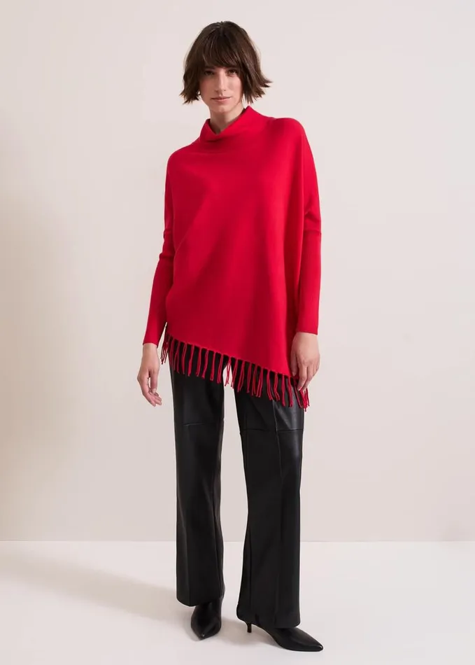 Phase Eight Athena Tassel Knit Red Women Knitwear
