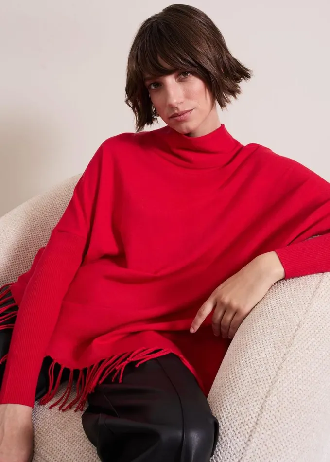 Phase Eight Athena Tassel Knit Red Women Knitwear