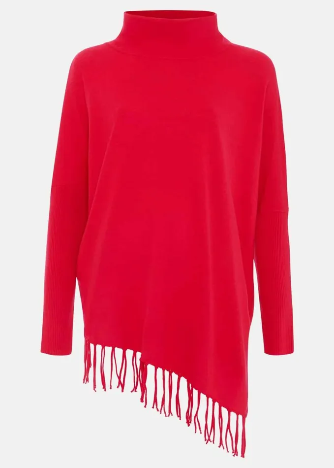 Phase Eight Athena Tassel Knit Red Women Knitwear