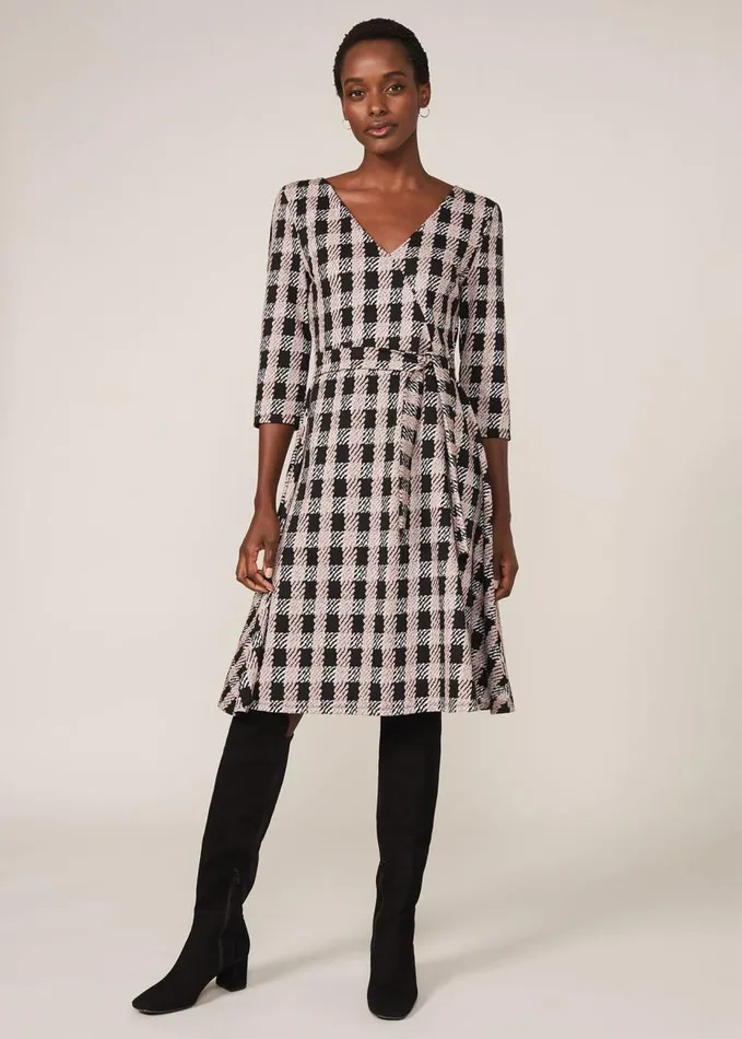 Phase Eight Ava Check Tie Waist Dress Blackpink Women Dresses