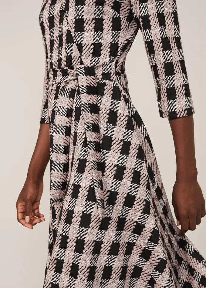 Phase Eight Ava Check Tie Waist Dress Blackpink Women Dresses