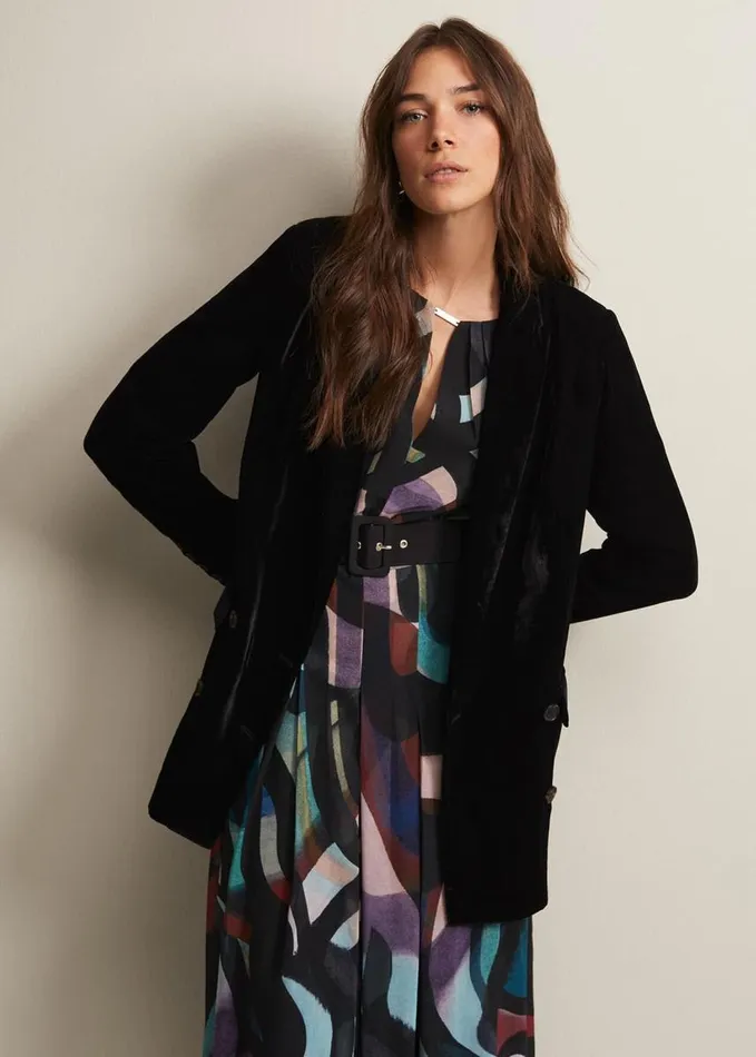 Phase Eight Avani Black Velvet Blazer Black Women Jackets