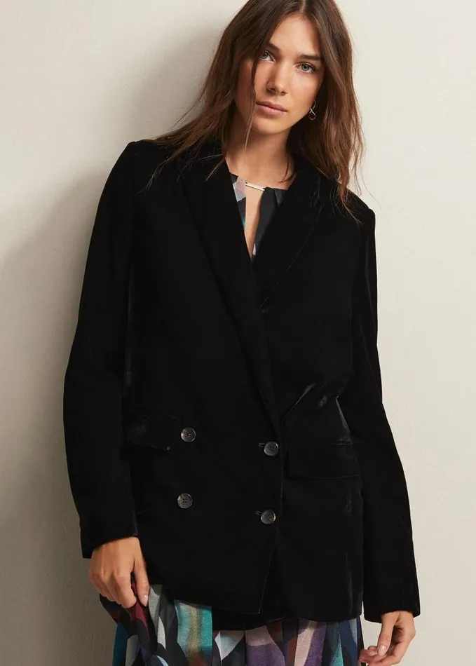 Phase Eight Avani Black Velvet Blazer Black Women Jackets