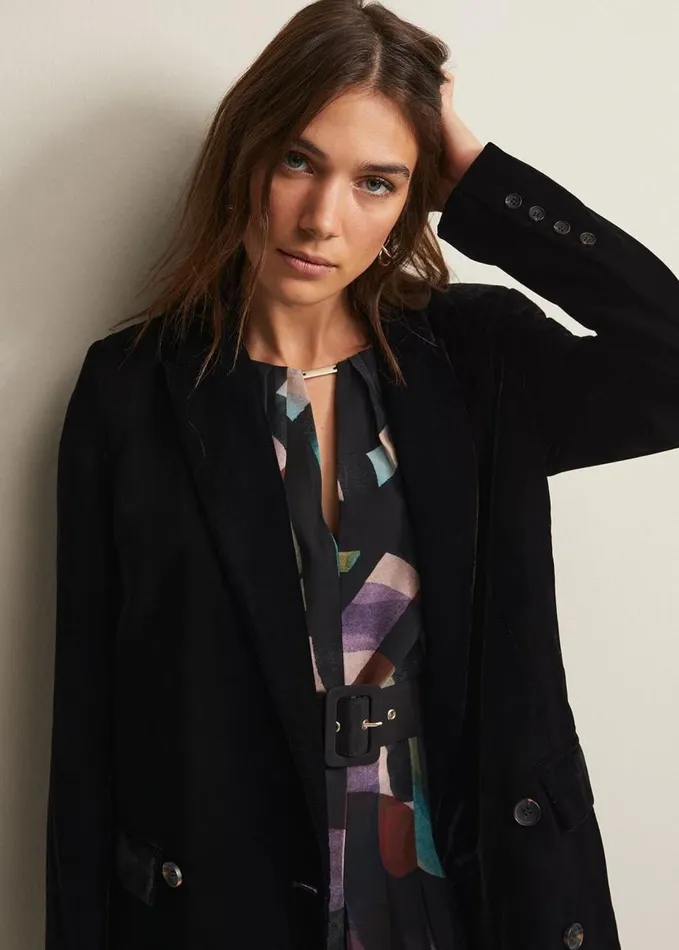 Phase Eight Avani Black Velvet Blazer Black Women Jackets