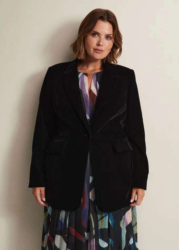 Phase Eight Avani Black Velvet Blazer Black Women Jackets