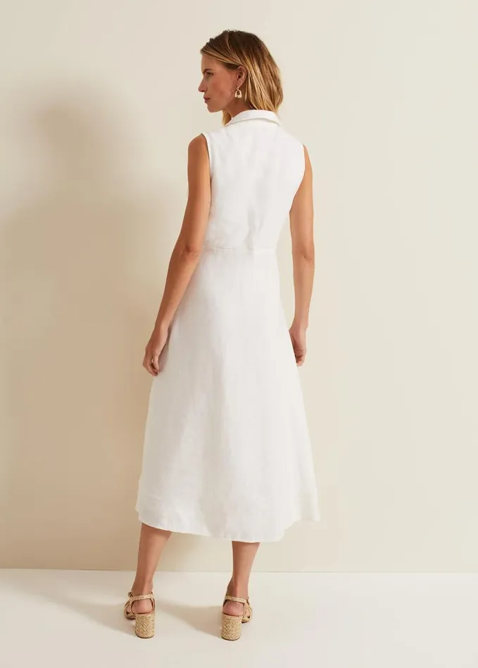 Phase Eight Becky Tie Front Midi Dress White Women Dresses