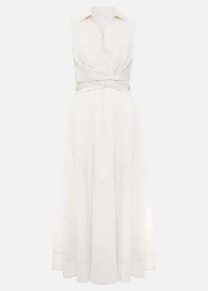 Phase Eight Becky Tie Front Midi Dress White Women Dresses