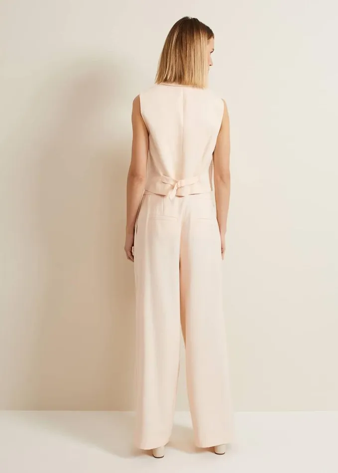 Phase Eight Bianca Wide Leg Peach Trouser Coral Women Trousers