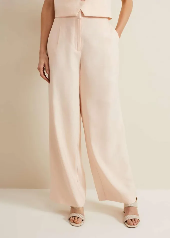 Phase Eight Bianca Wide Leg Peach Trouser Coral Women Trousers
