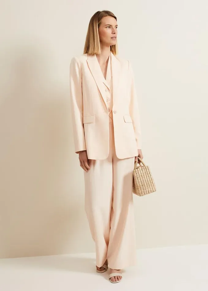 Phase Eight Bianca Wide Leg Peach Trouser Coral Women Trousers
