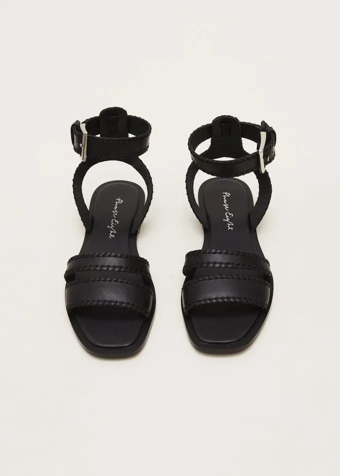 Phase Eight Black Leather Flat Sandals Black Women Flats