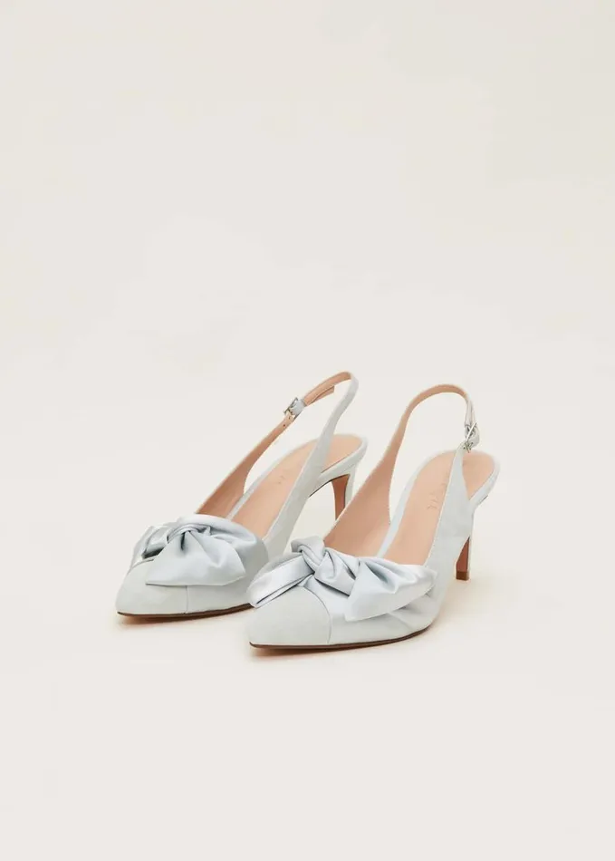 Phase Eight Blue Suede Strappy Heels Eau De Nil Women Occasion Shoes