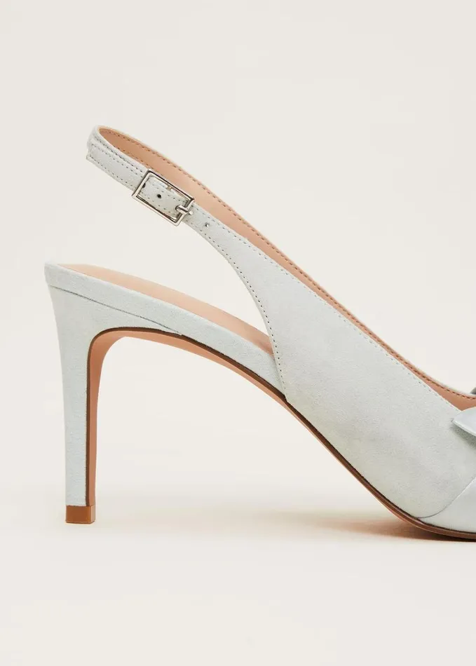 Phase Eight Blue Suede Strappy Heels Eau De Nil Women Occasion Shoes