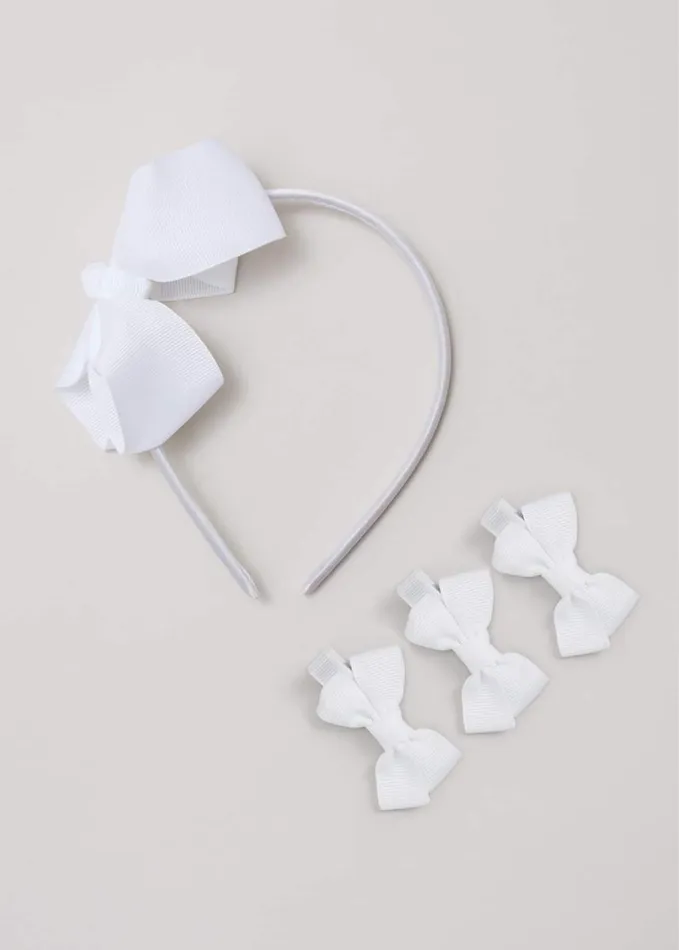 Phase Eight Bow Hair Band and Clip Set White Women Fascinators and Hats