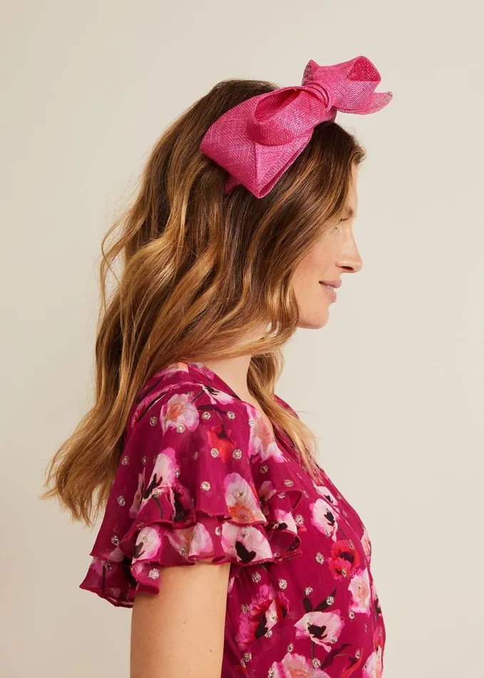 Phase Eight Bow Padded Headband Bright Pink Women Fascinators and Hats