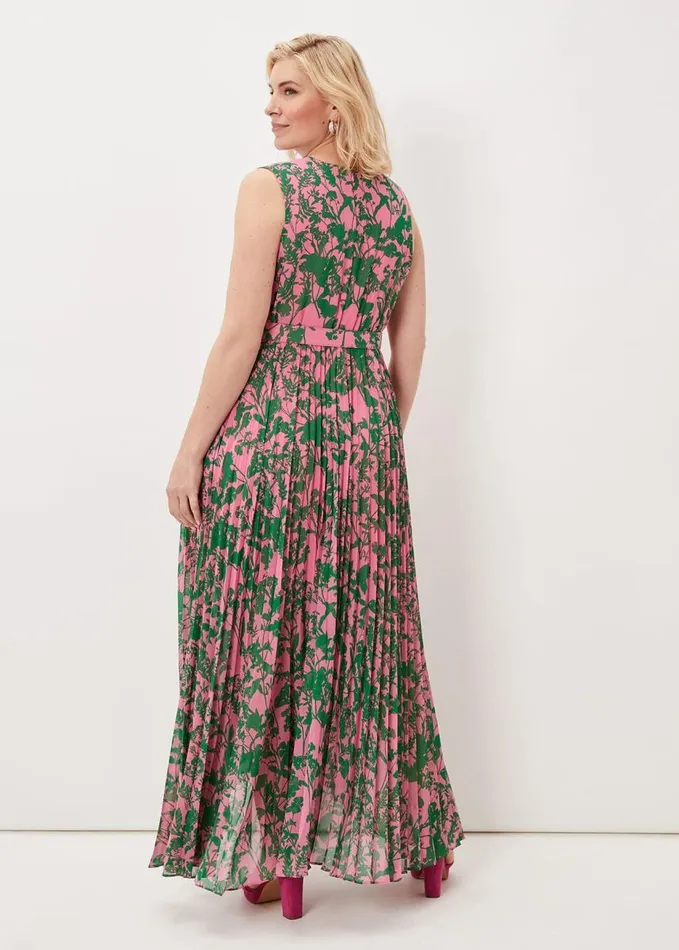 Phase Eight Brianna Pleated Print Dress Pinkgreen Women Dresses