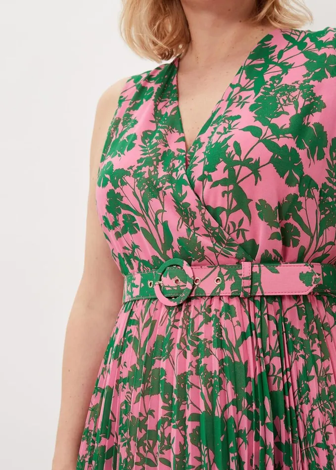 Phase Eight Brianna Pleated Print Dress Pinkgreen Women Dresses