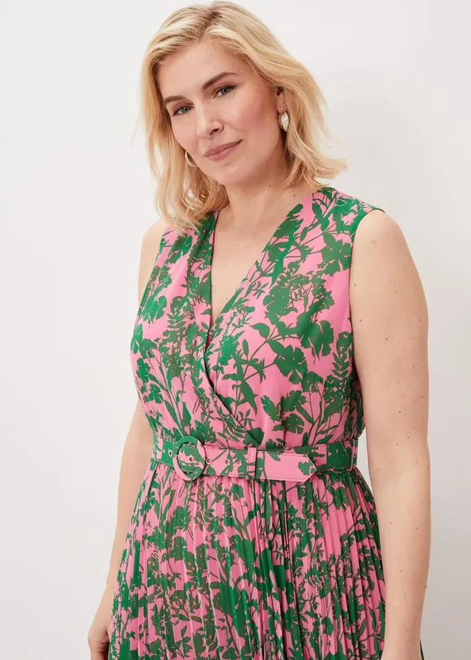 Phase Eight Brianna Pleated Print Dress Pinkgreen Women Dresses