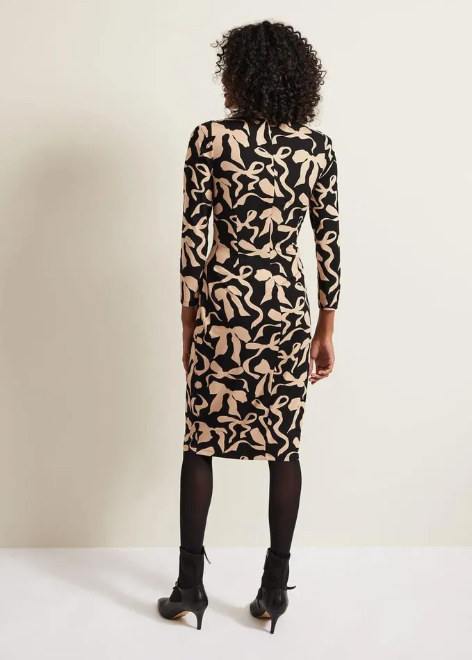 Phase Eight Brooke Jersey Bow Bodycon Midi Dress Blacknude Women Dresses