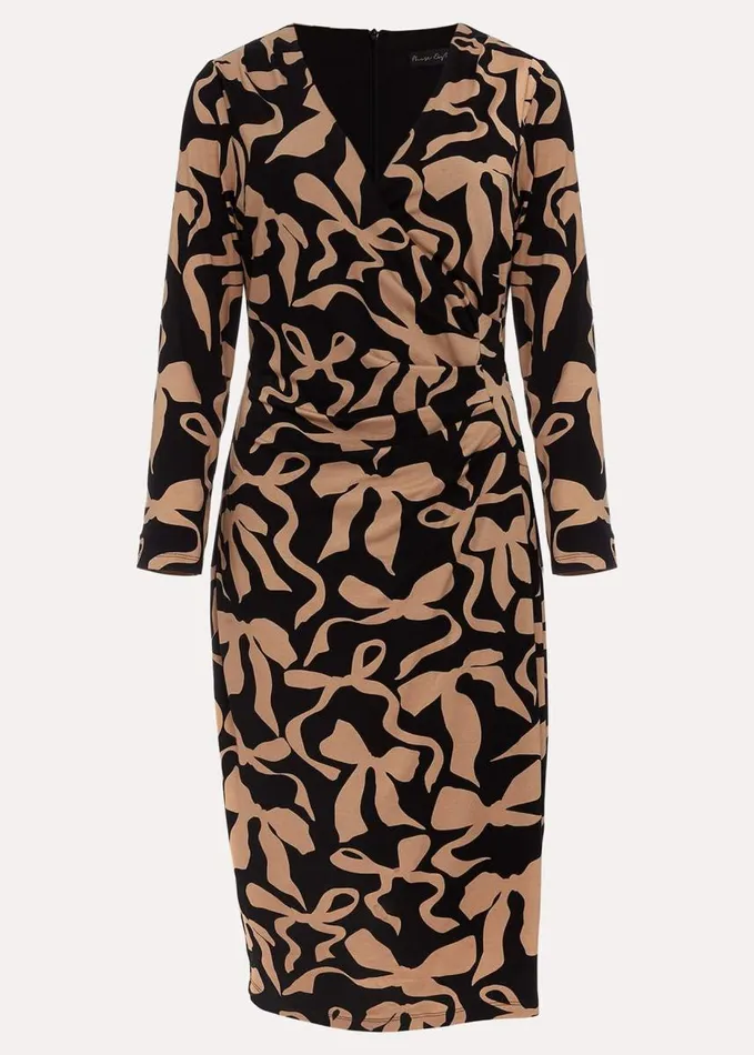 Phase Eight Brooke Jersey Bow Bodycon Midi Dress Blacknude Women Dresses