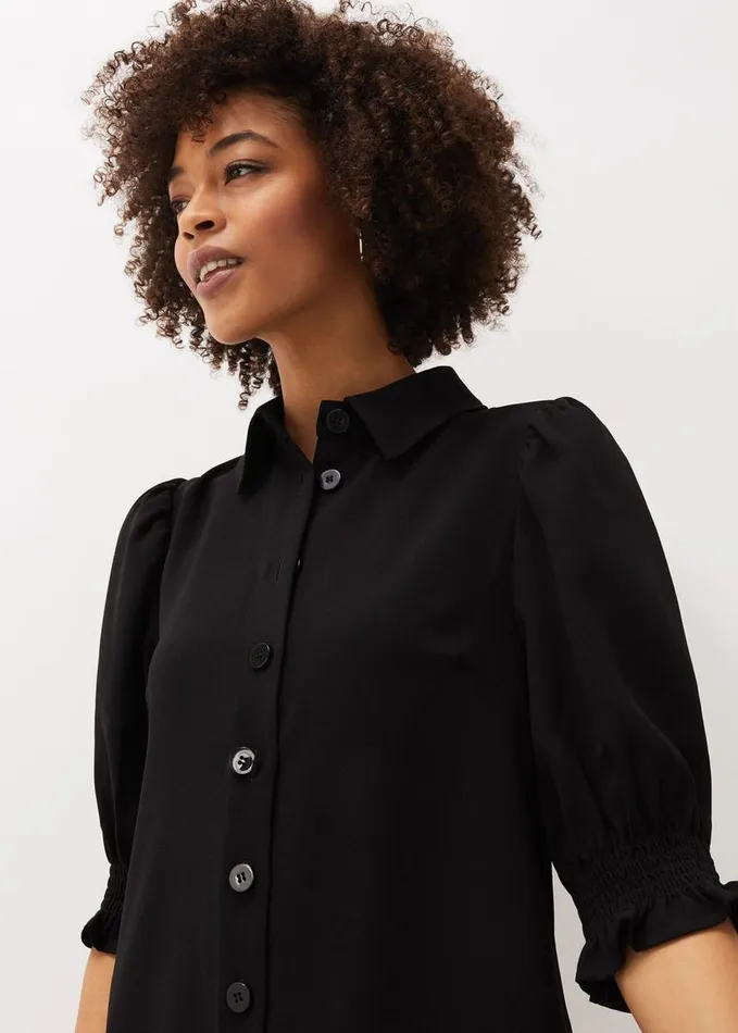 Phase Eight Candice Puff Sleeve Dress Black Women Dresses