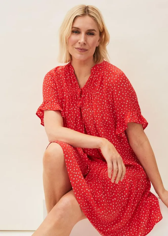 Phase Eight Cassia Print Swing Dress Red Women Dresses
