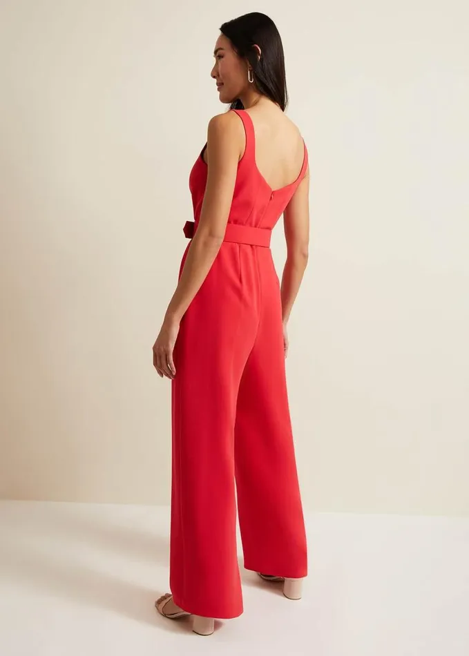 Phase Eight Charlize Belted Jumpsuit Coral Women Dresses