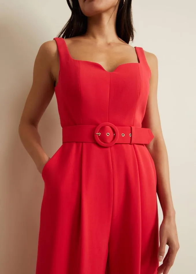 Phase Eight Charlize Belted Jumpsuit Coral Women Dresses