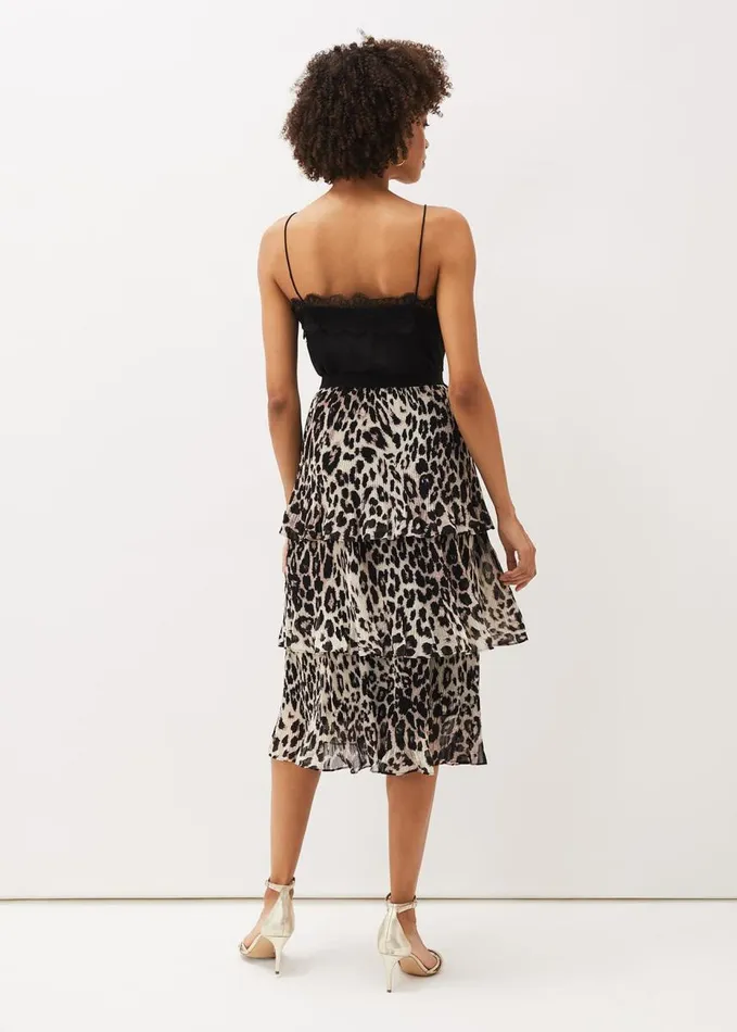 Phase Eight Chelsie Leopard Tiered Skirt Multicoloured Women Skirts