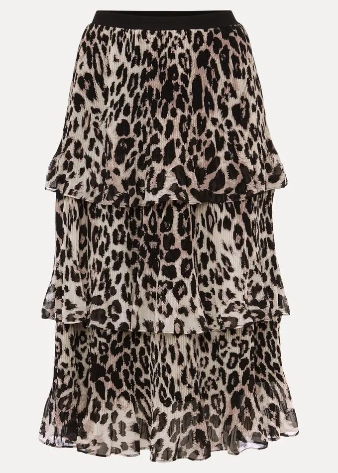 Phase Eight Chelsie Leopard Tiered Skirt Multicoloured Women Skirts