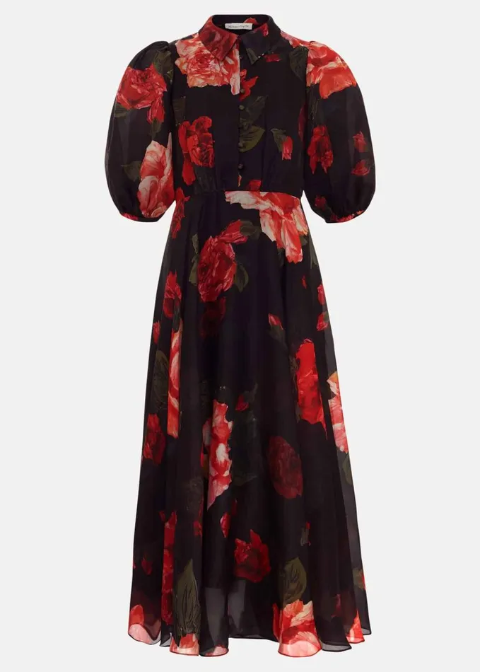 Phase Eight Cilla Floral Shirt Midi Dress Blackmulti Women Dresses
