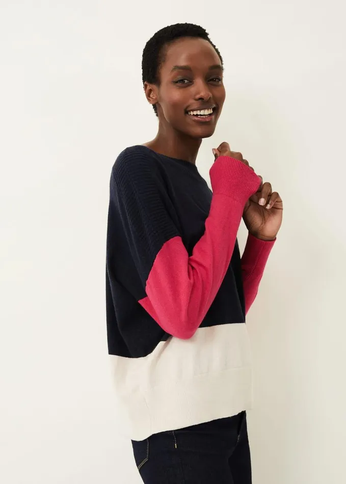 Phase Eight Clodagh Colourblock Jumper Navymagenta Women Knitwear