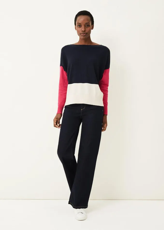 Phase Eight Clodagh Colourblock Jumper Navymagenta Women Knitwear