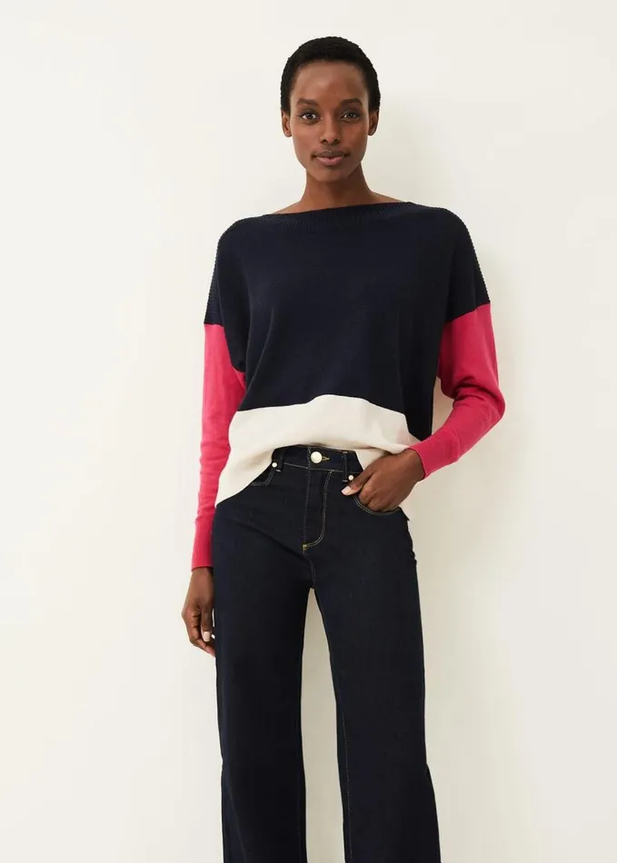 Phase Eight Clodagh Colourblock Jumper Navymagenta Women Knitwear