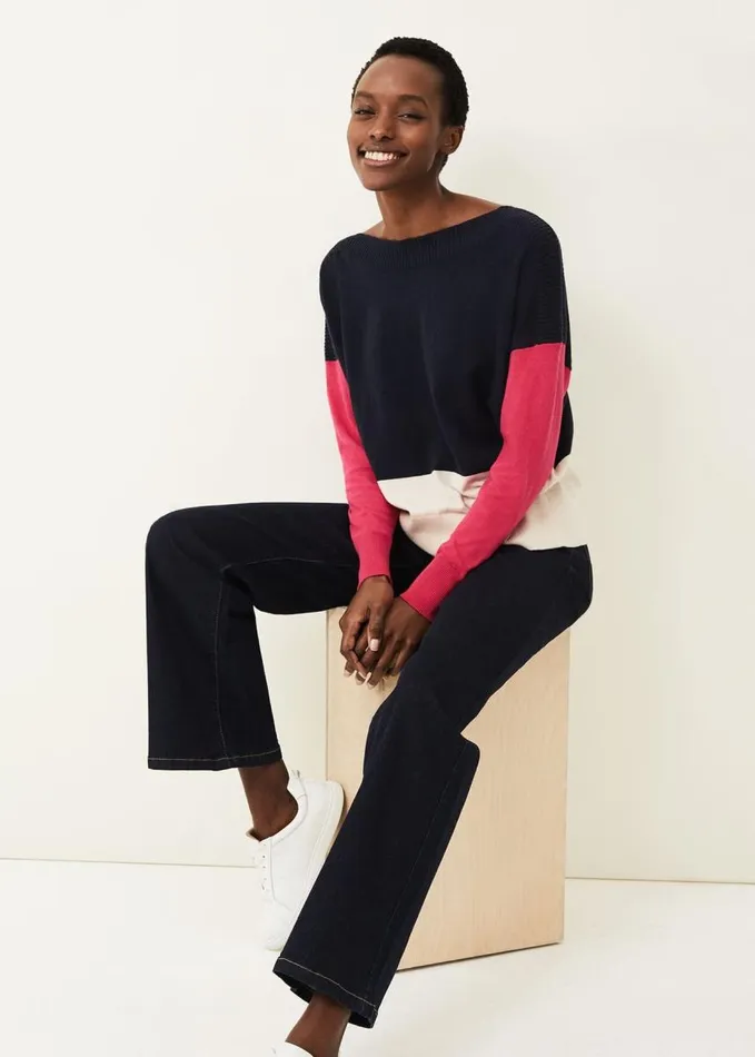 Phase Eight Clodagh Colourblock Jumper Navymagenta Women Knitwear