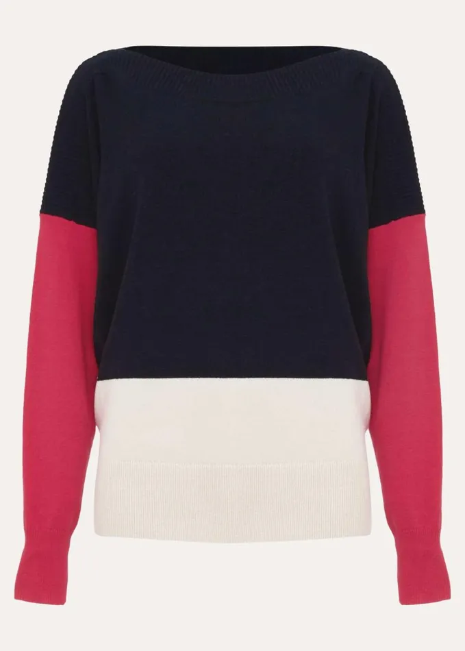 Phase Eight Clodagh Colourblock Jumper Navymagenta Women Knitwear