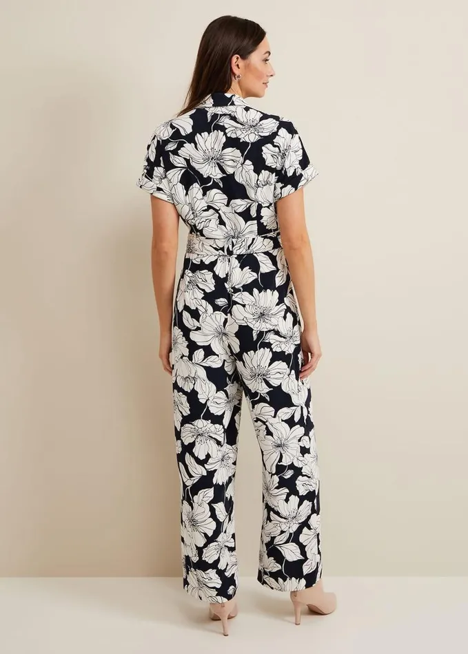 Phase Eight Constance Floral Jumpsuit Navyivory Women Dresses