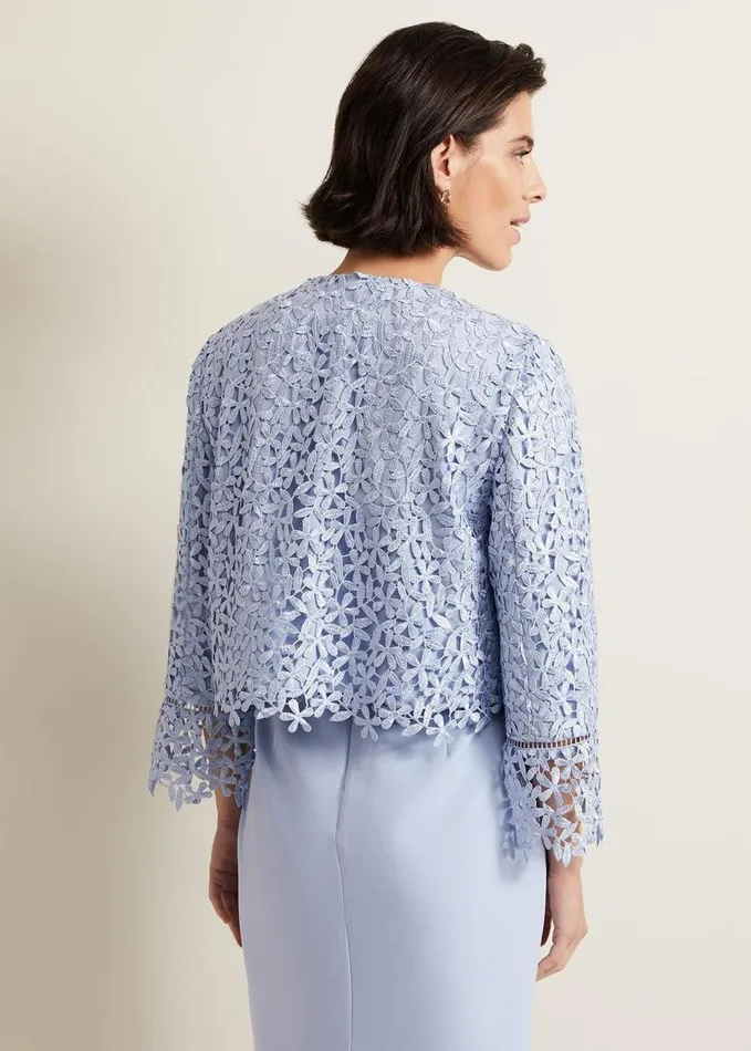Phase Eight Daisy Lace Jacket Pale Blue Women Jackets