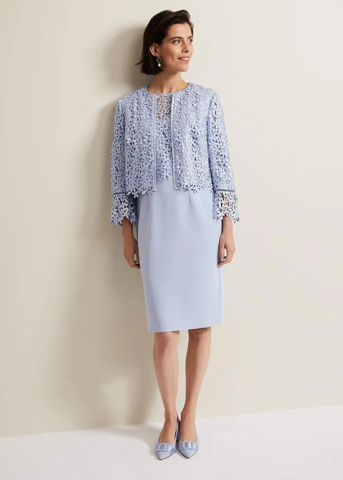 Phase Eight Daisy Lace Jacket Pale Blue Women Jackets