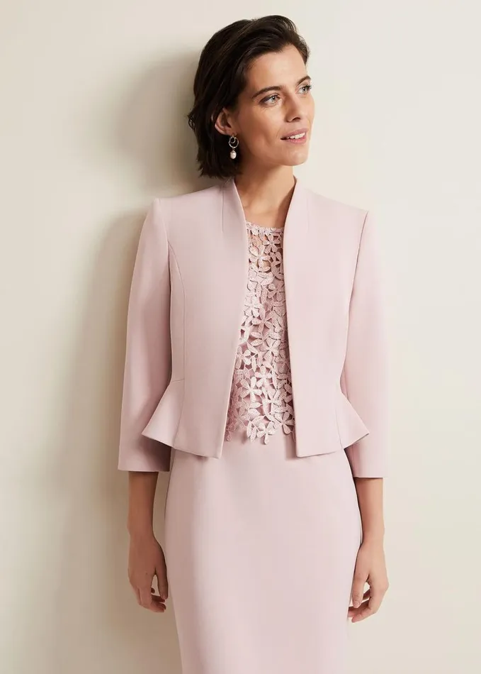 Phase Eight Daisy Peplum Jacket Pale Pink Women Jackets