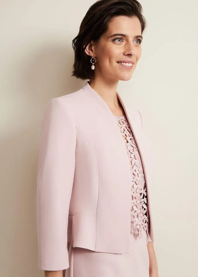 Phase Eight Daisy Peplum Jacket Pale Pink Women Jackets